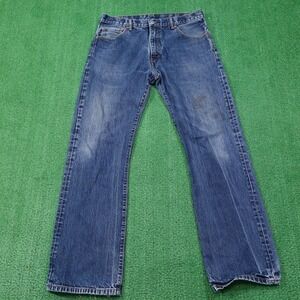 Levis 517 Jeans Mens 36x33 Blue Denim Straight Leg Bootcut Distressed Worn